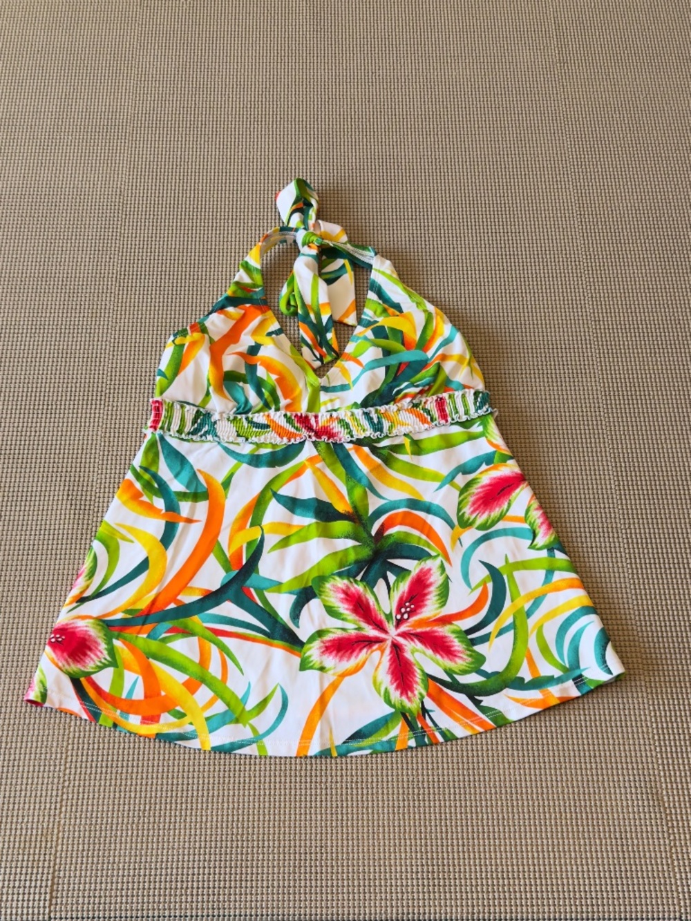 MOTHERHOOD maternity swim top halter strap floral Hawaii print size small
